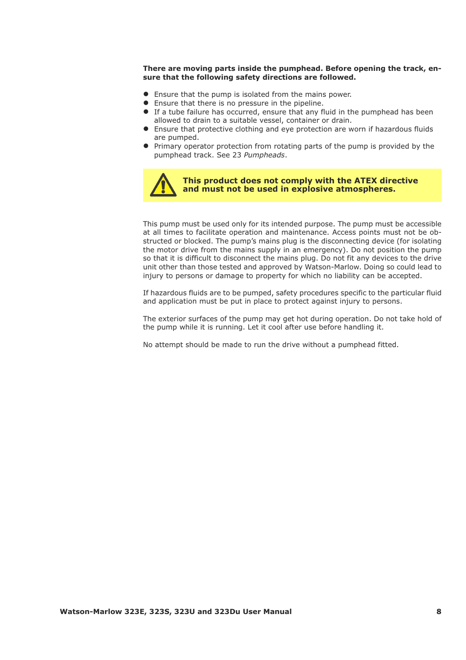 Watson-Marlow 323Du User Manual | Page 8 / 48