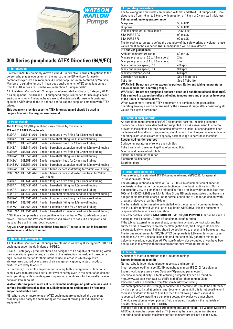 Watson-Marlow 300 Series User Manual | 2 pages