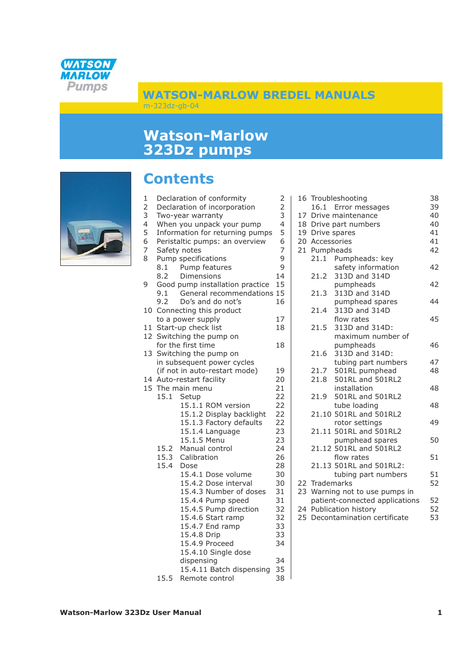 Watson-Marlow 323Dz User Manual | 53 pages