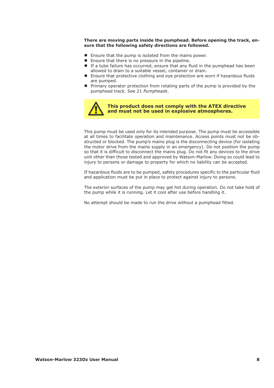 Watson-Marlow 323Dz User Manual | Page 8 / 53