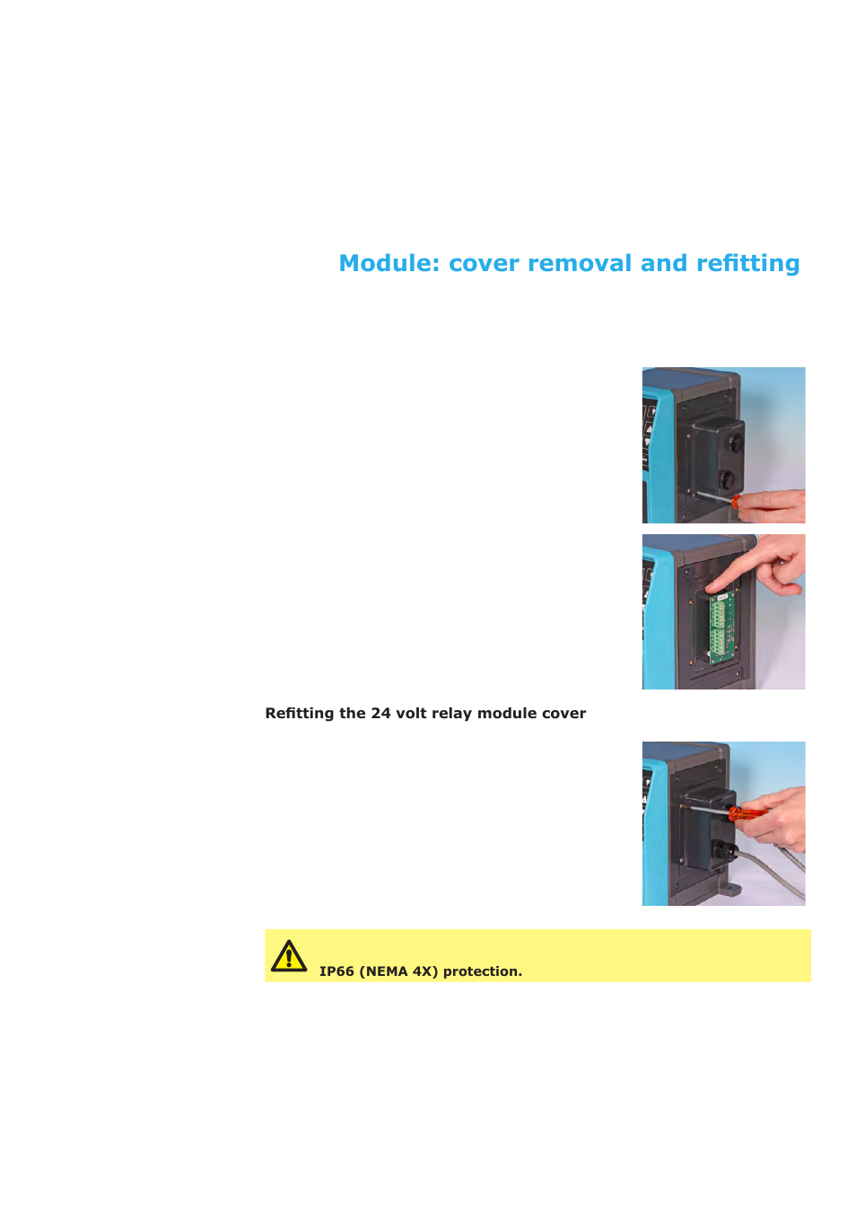 12 automatic control wiring - module, 1 module: cover removal and refitting | Watson-Marlow Qdos30 Universal User Manual | Page 21 / 78