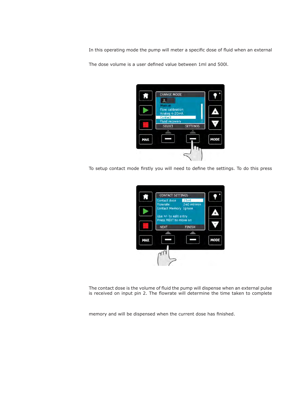 16 contact mode, 1 contact settings | Watson-Marlow Qdos30 Universal User Manual | Page 44 / 78