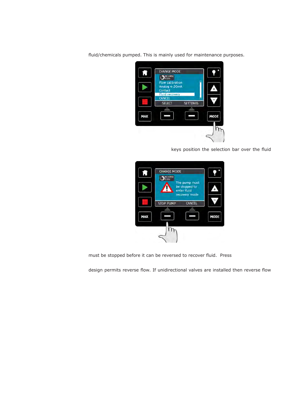 17 fluid recovery mode | Watson-Marlow Qdos30 Universal User Manual | Page 47 / 78