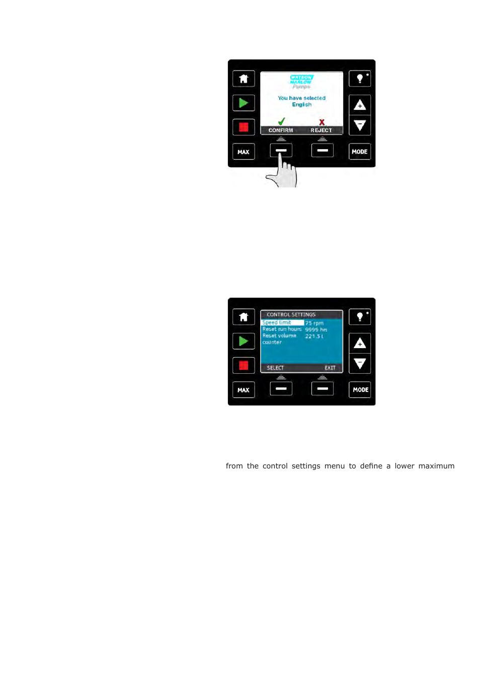 4 mode menu, 5 control settings | Watson-Marlow Qdos30 Universal User Manual | Page 61 / 78