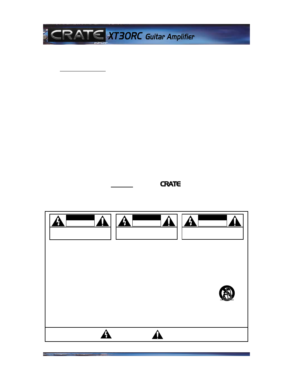 Xt30rc, Guitar amplifier, Ccr ra at te e | Crate Amplifiers XT30RC User Manual | Page 2 / 4