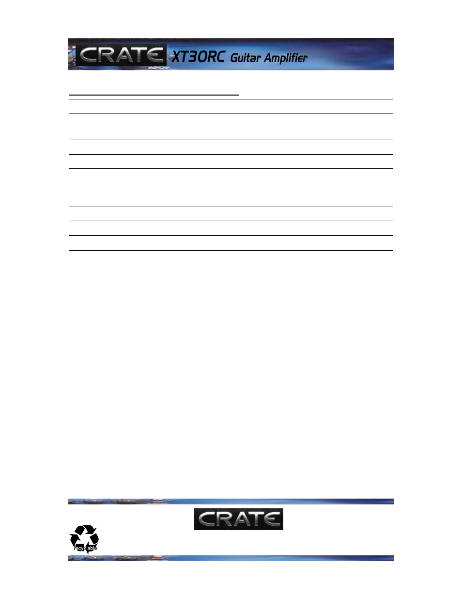 Xt30rc, Guitar amplifier | Crate Amplifiers XT30RC User Manual | Page 4 / 4