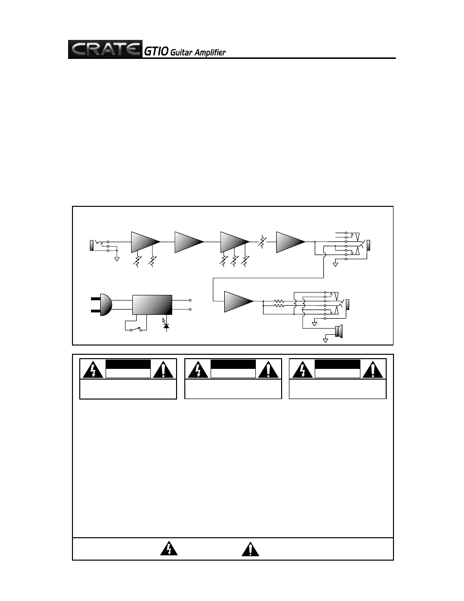 Gt10, Guitar amplifier, Block diagram | Crate Amplifiers GT10 User Manual | Page 2 / 4