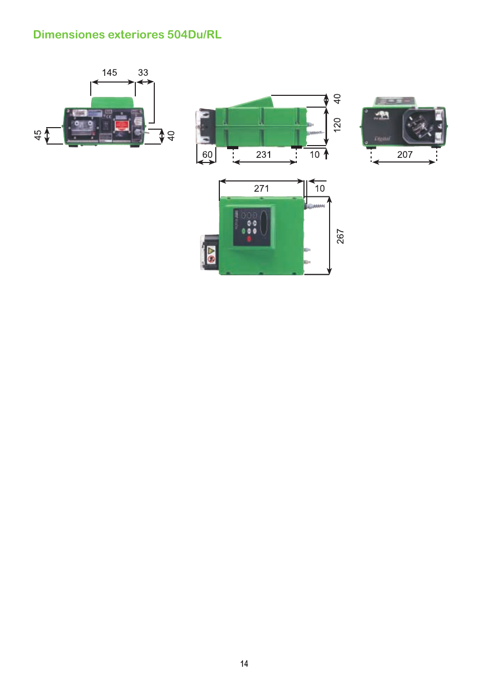 Dimensiones exteriores 504du/rl | Watson-Marlow 504Du User Manual | Page 14 / 30