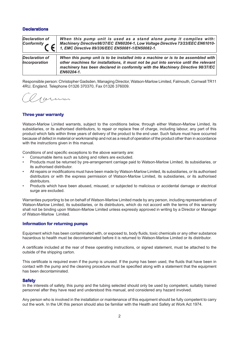 Watson-Marlow 504U/RL User Manual | Page 2 / 18