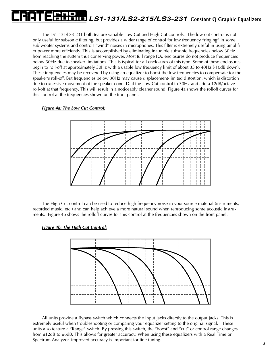 Constant q graphic equalizers | Crate Amplifiers LS1-131 User Manual | Page 5 / 12