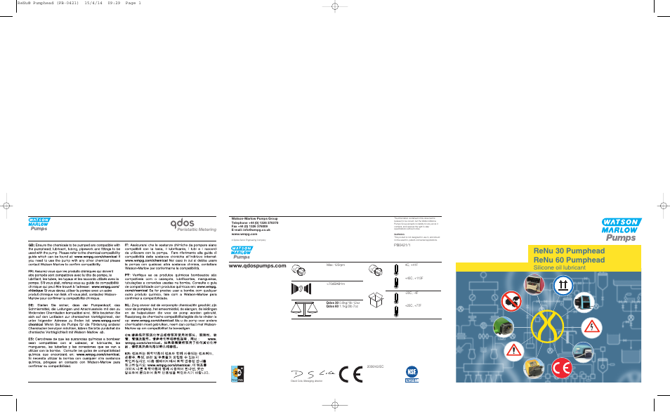 Watson-Marlow ReNu 30 User Manual | 2 pages