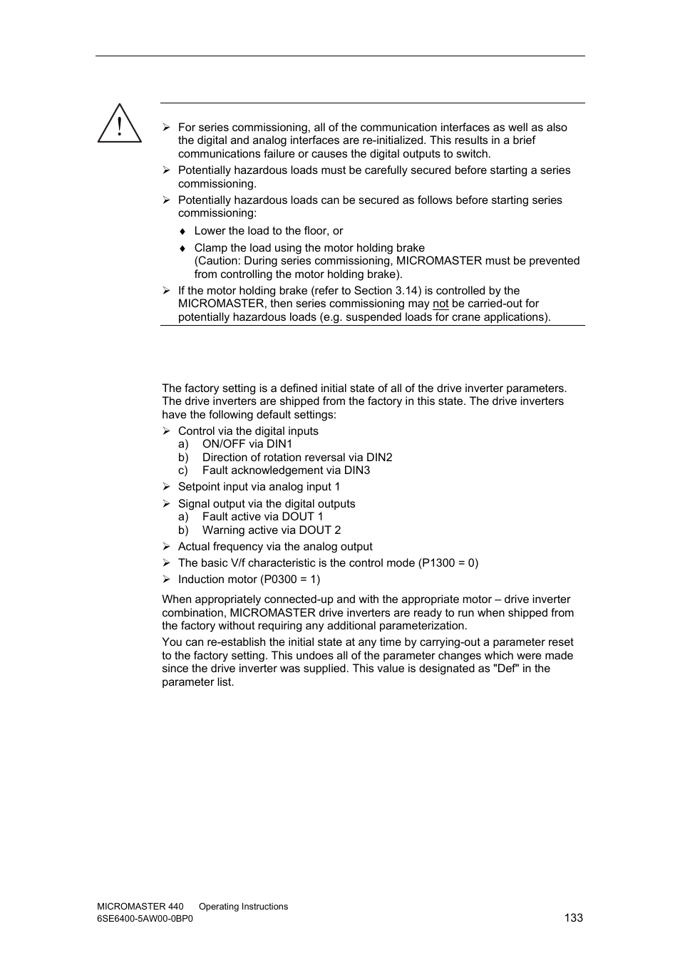 9 parameter reset to the factory setting | Watson-Marlow MM440 User Manual | Page 133 / 312