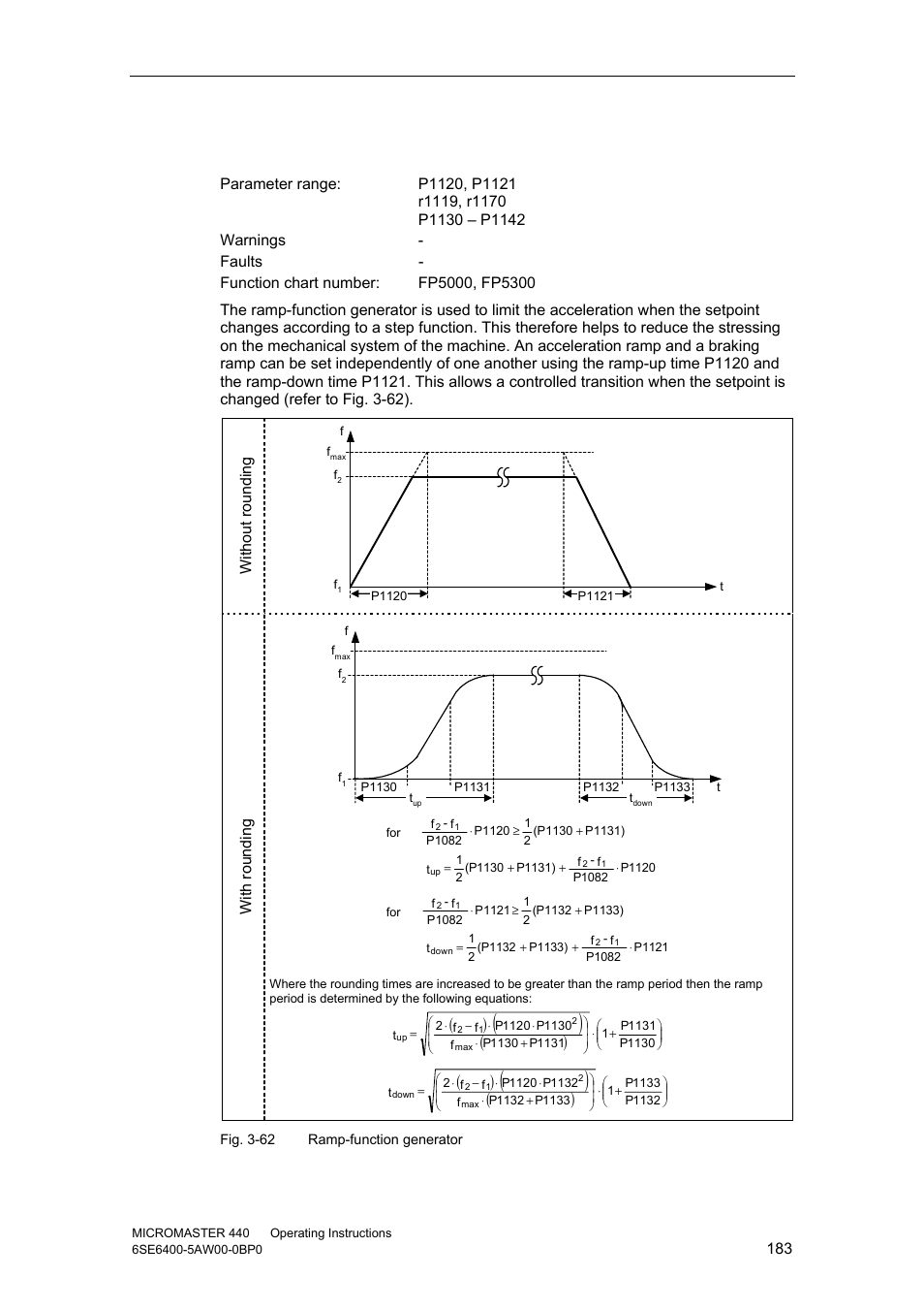 2 ramp-function generator (rfg), With ro undin g | Watson-Marlow MM440 User Manual | Page 183 / 312