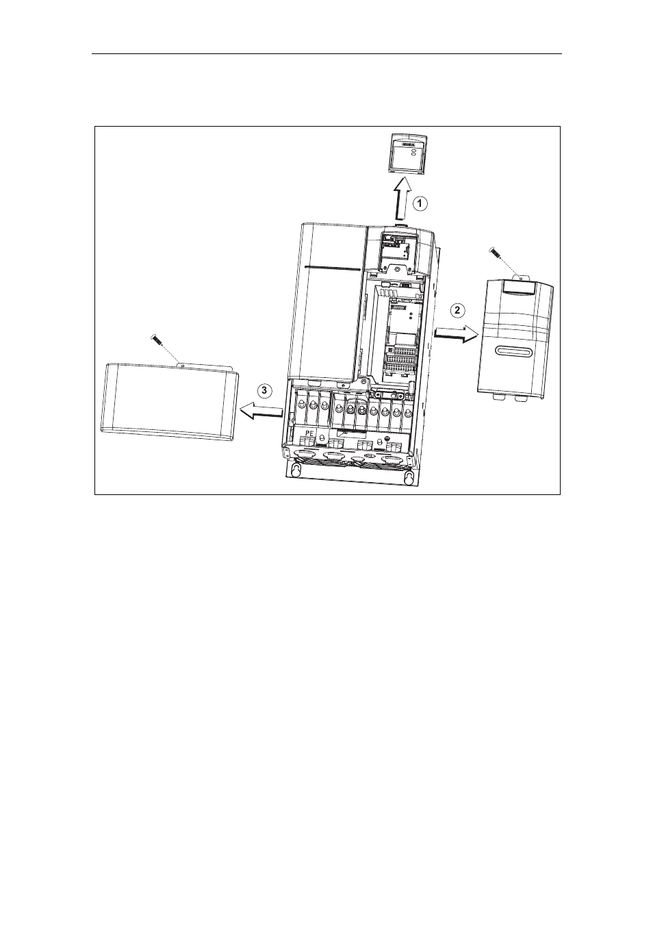 B.3 removing front covers. frame sizes d and e | Watson-Marlow MM440 User Manual | Page 284 / 312