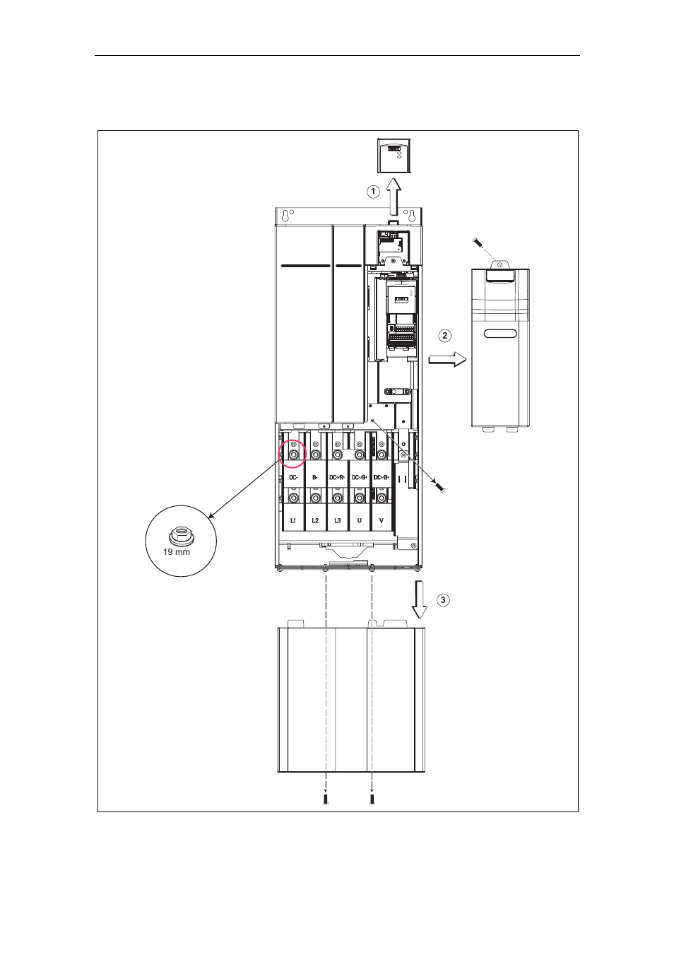 B.4 removing front covers. frame size f | Watson-Marlow MM440 User Manual | Page 285 / 312
