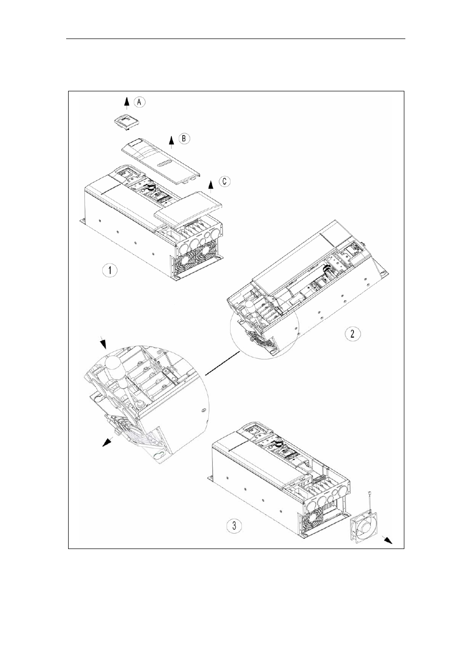 E.3 removing fan. frame size d and e | Watson-Marlow MM440 User Manual | Page 296 / 312