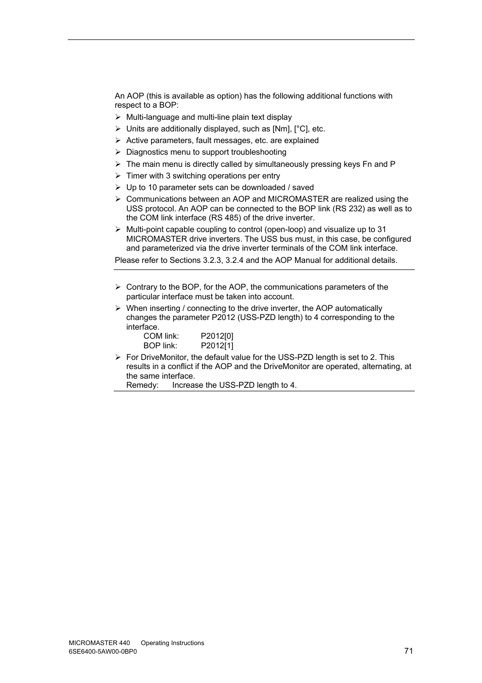 2 description of the aop (advanced operator panel) | Watson-Marlow MM440 User Manual | Page 71 / 312