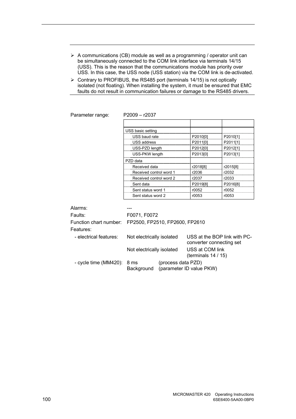 1 universal serial interface (uss) | Watson-Marlow MM420 User Manual | Page 100 / 218