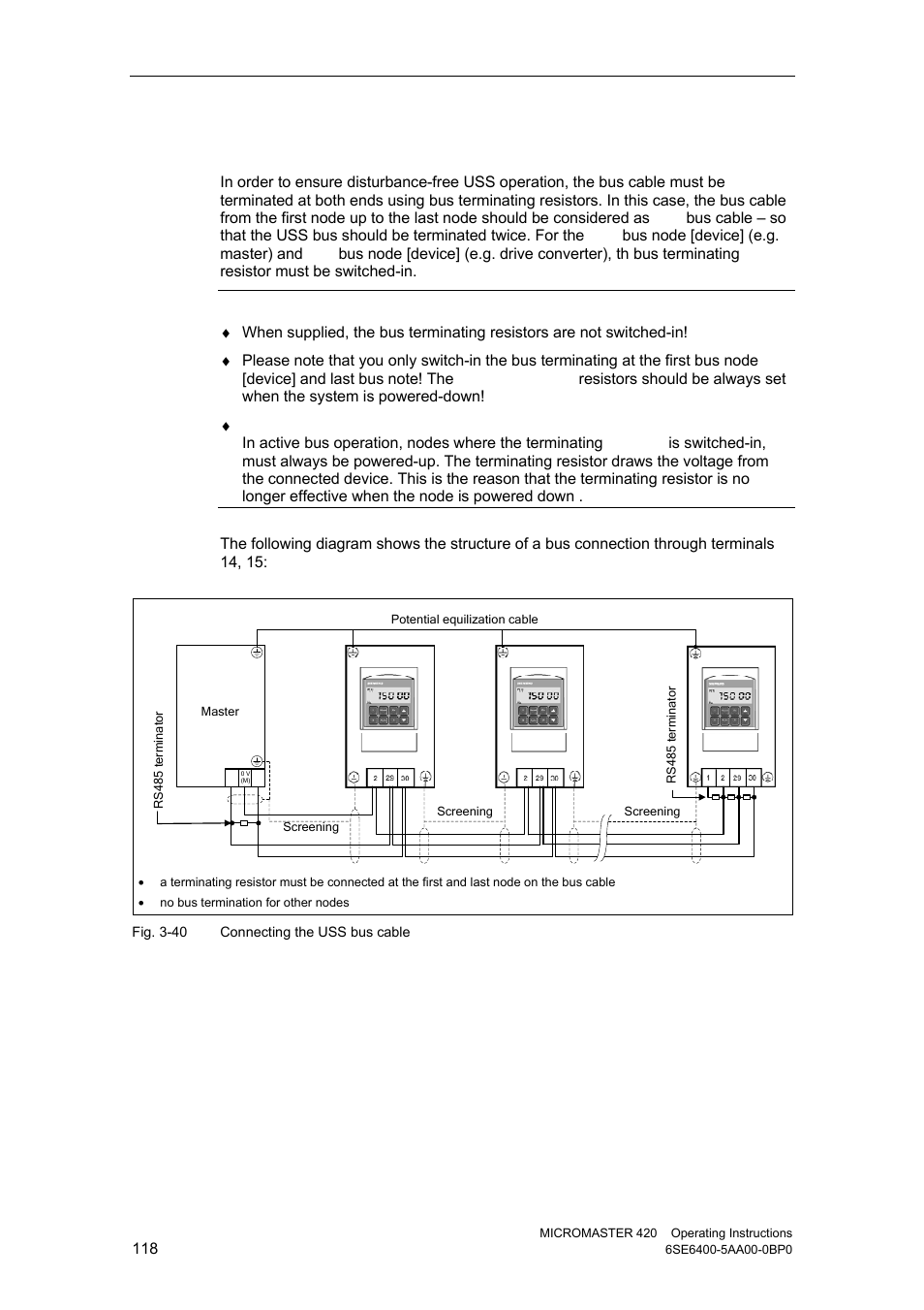 3 uss bus configuration via com link (rs485) | Watson-Marlow MM420 User Manual | Page 118 / 218