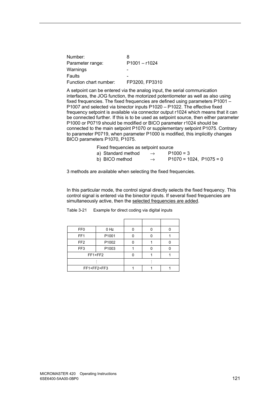 8 fixed frequencies (ff) | Watson-Marlow MM420 User Manual | Page 121 / 218