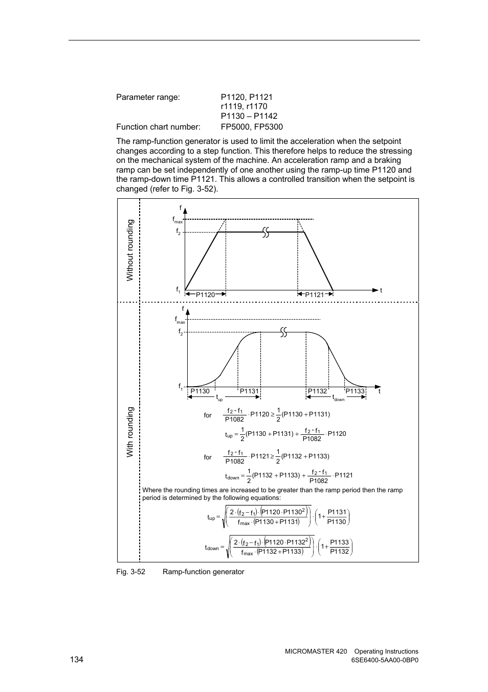 2 ramp-function generator (rfg), With ro undin g | Watson-Marlow MM420 User Manual | Page 134 / 218
