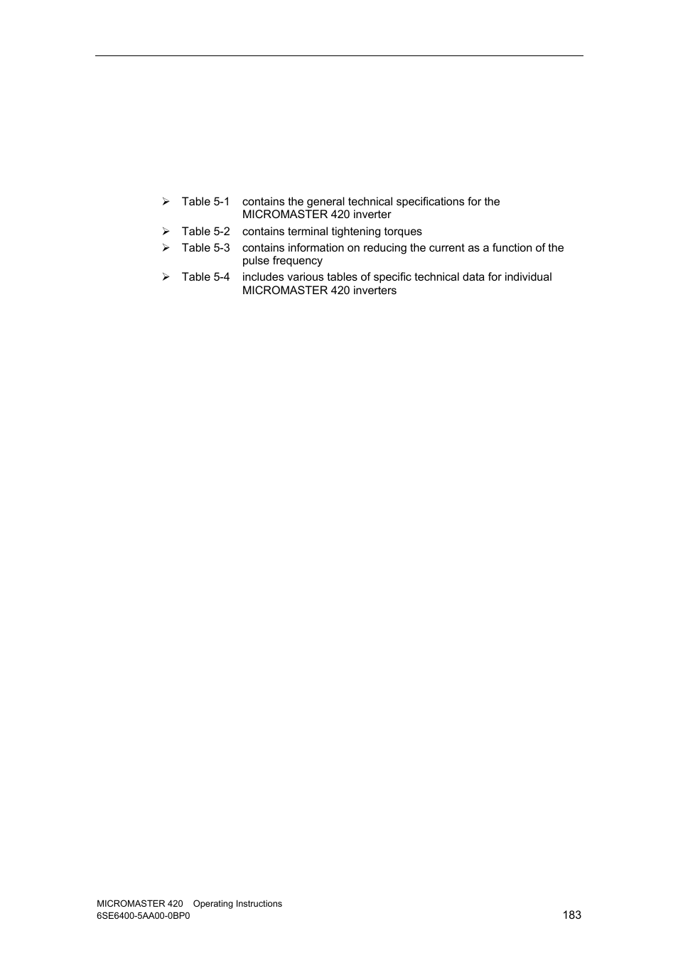 5 micromaster 420 specifications, 5micromaster 420 specifications | Watson-Marlow MM420 User Manual | Page 183 / 218