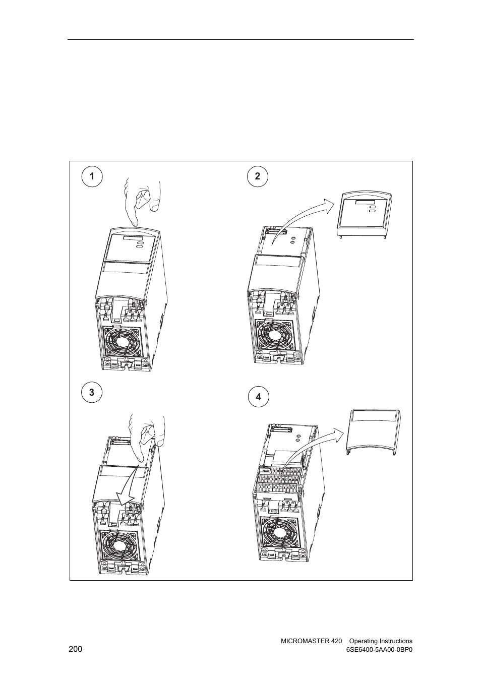 B removing covers, B.1 removing covers frame size a | Watson-Marlow MM420 User Manual | Page 200 / 218