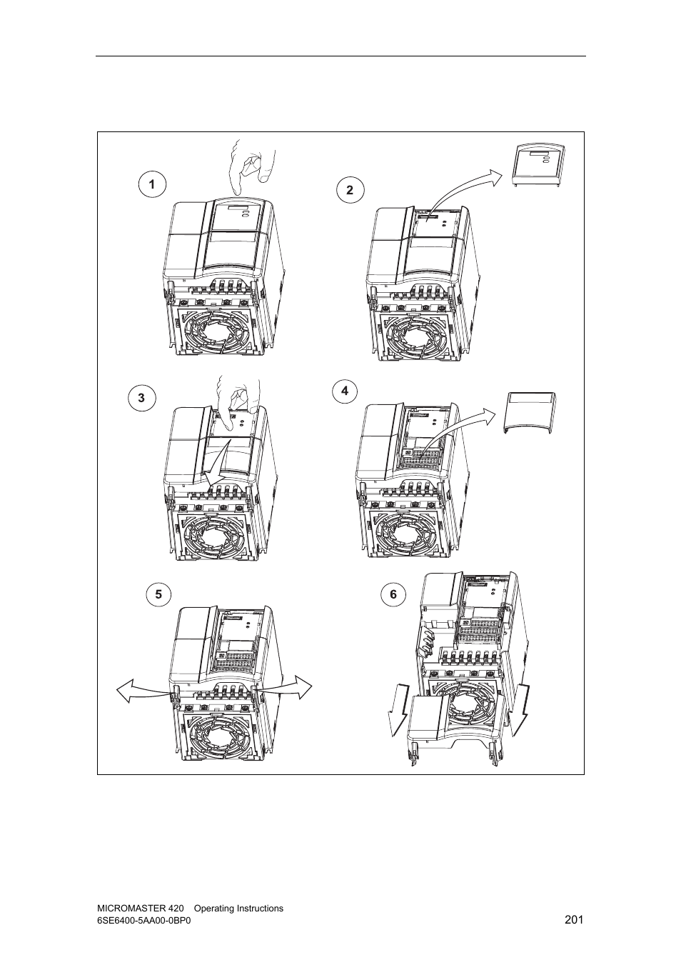 B.2 removing covers frame size b and c | Watson-Marlow MM420 User Manual | Page 201 / 218