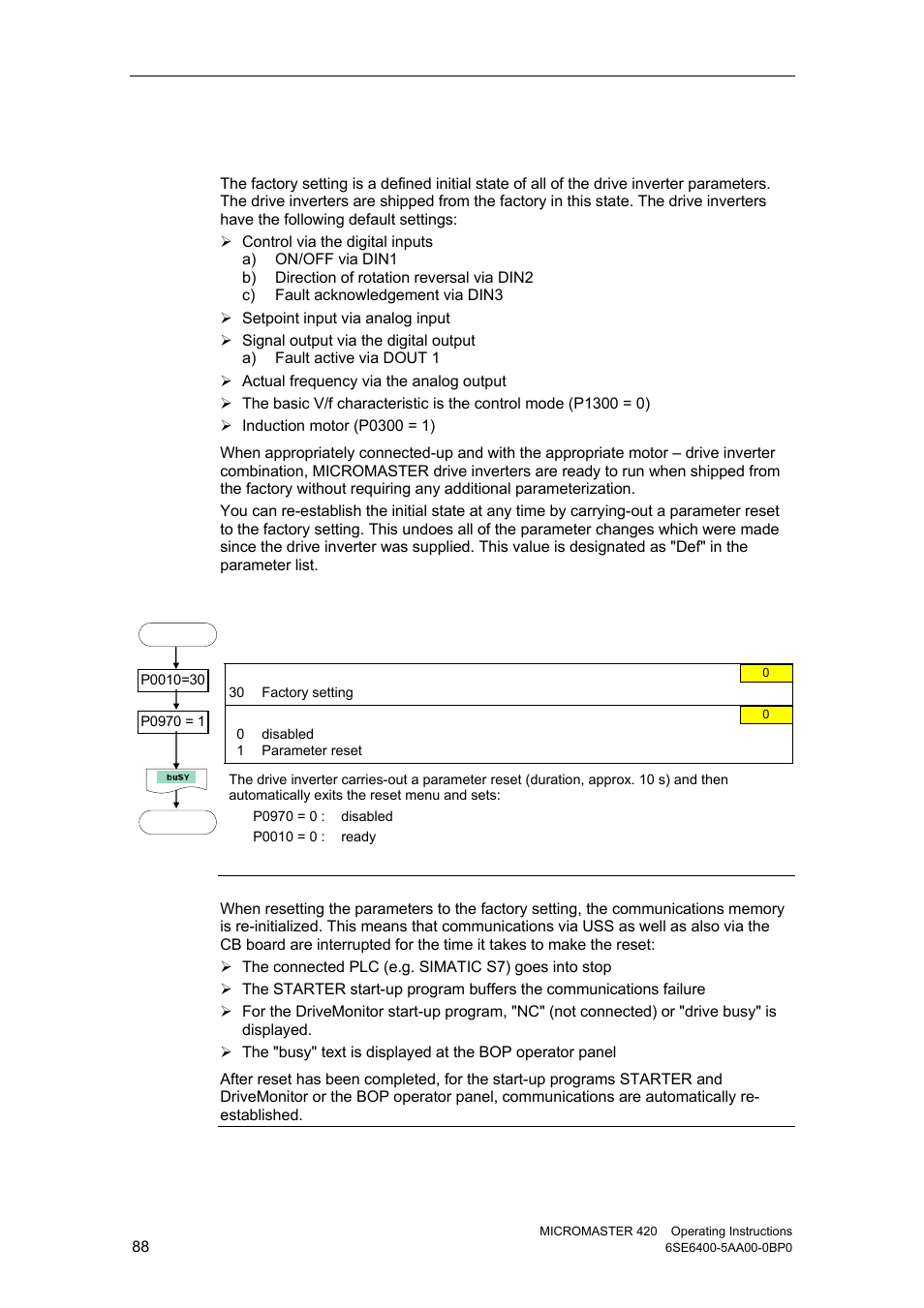 7 parameter reset to the factory setting | Watson-Marlow MM420 User Manual | Page 88 / 218
