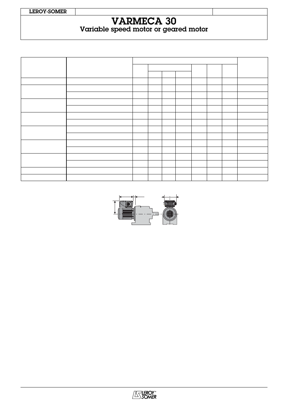 Varmeca 30, Variable speed motor or geared motor, 8 - weights and dimensions | Watson-Marlow Varmeca 30 User Manual | Page 14 / 34