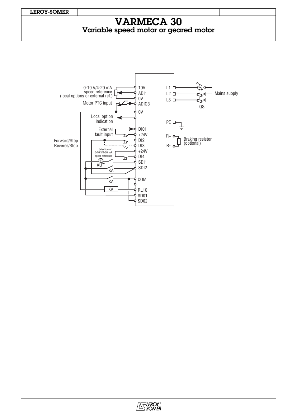 Varmeca 30, Variable speed motor or geared motor | Watson-Marlow Varmeca 30 User Manual | Page 22 / 34