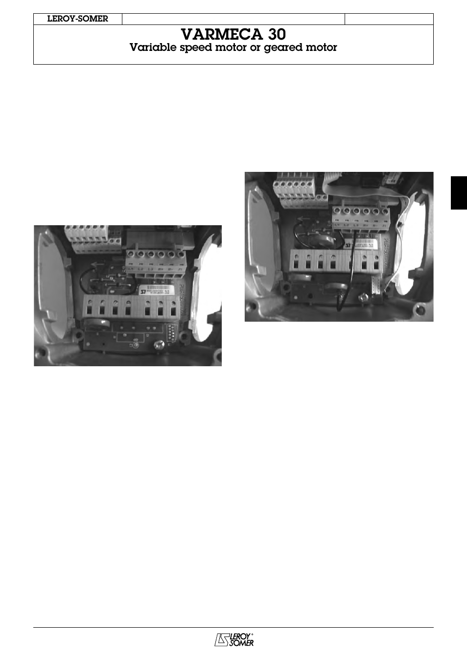 Varmeca 30, Variable speed motor or geared motor | Watson-Marlow Varmeca 30 User Manual | Page 23 / 34