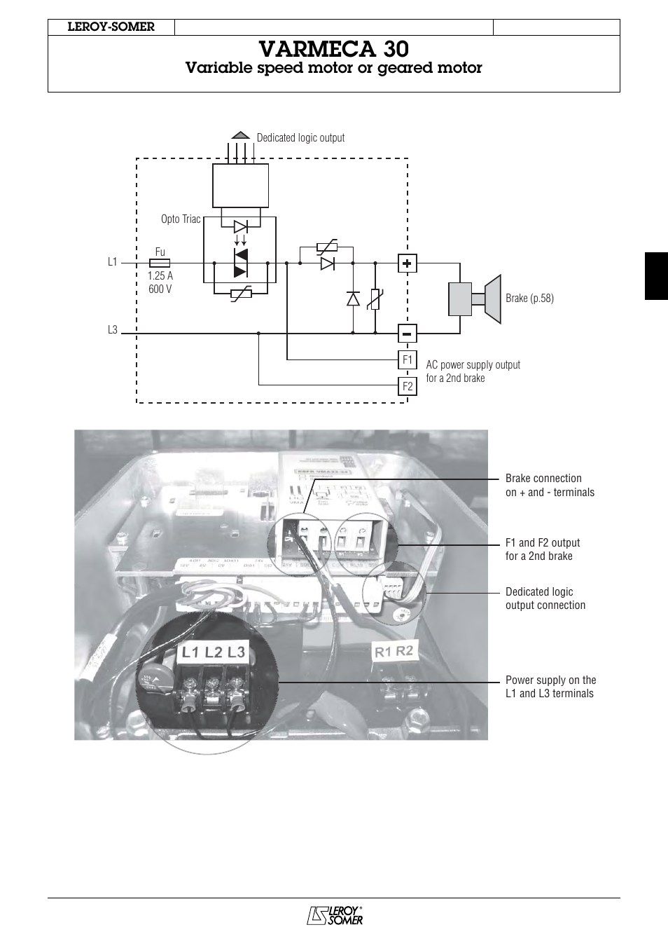 Varmeca 30, Variable speed motor or geared motor | Watson-Marlow Varmeca 30 User Manual | Page 27 / 34