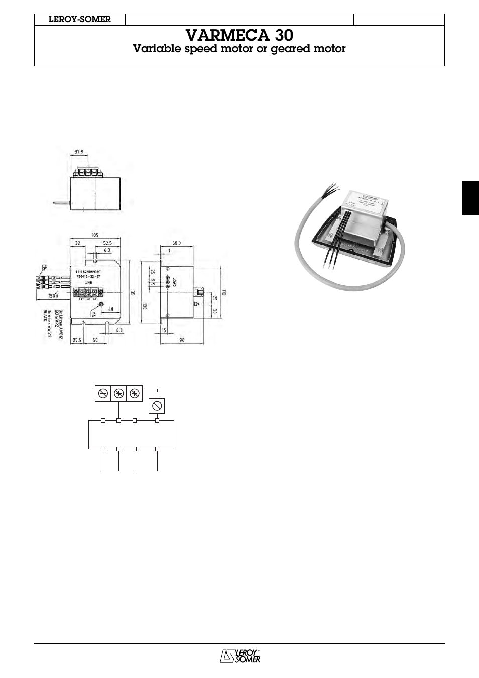 Varmeca 30, Variable speed motor or geared motor | Watson-Marlow Varmeca 30 User Manual | Page 33 / 34