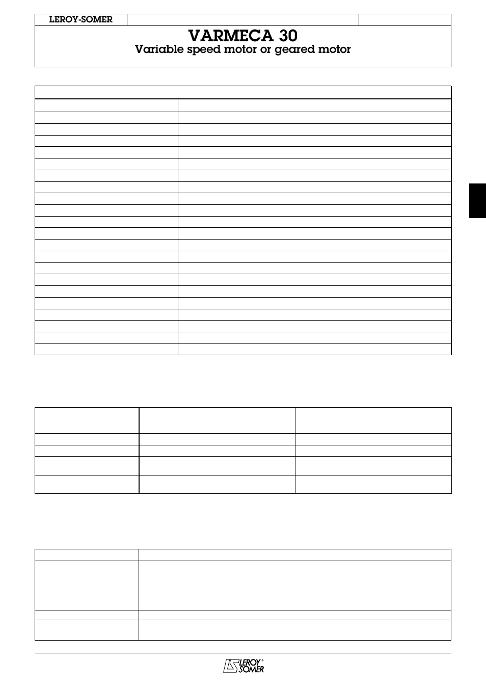 Varmeca 30, Variable speed motor or geared motor, 3 - characteristics | Watson-Marlow Varmeca 30 User Manual | Page 7 / 34