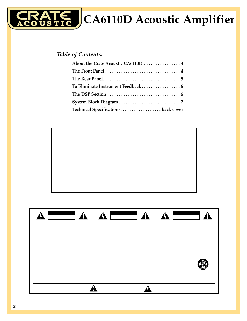 Crate Amplifiers CA6110D User Manual | Page 2 / 8