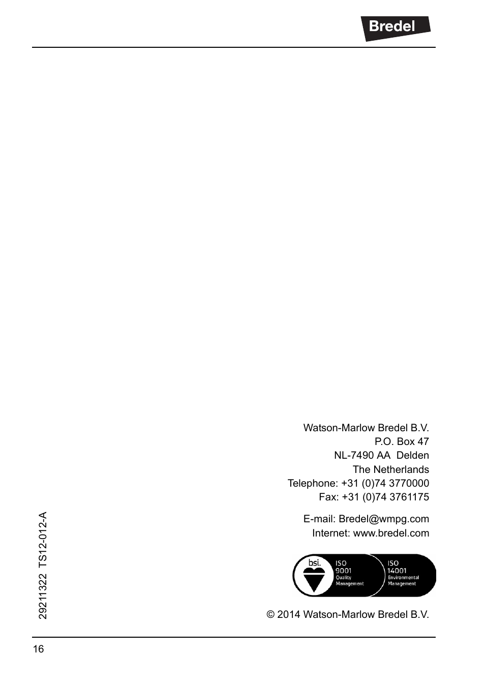 Watson-Marlow NBR User Manual | Page 17 / 18