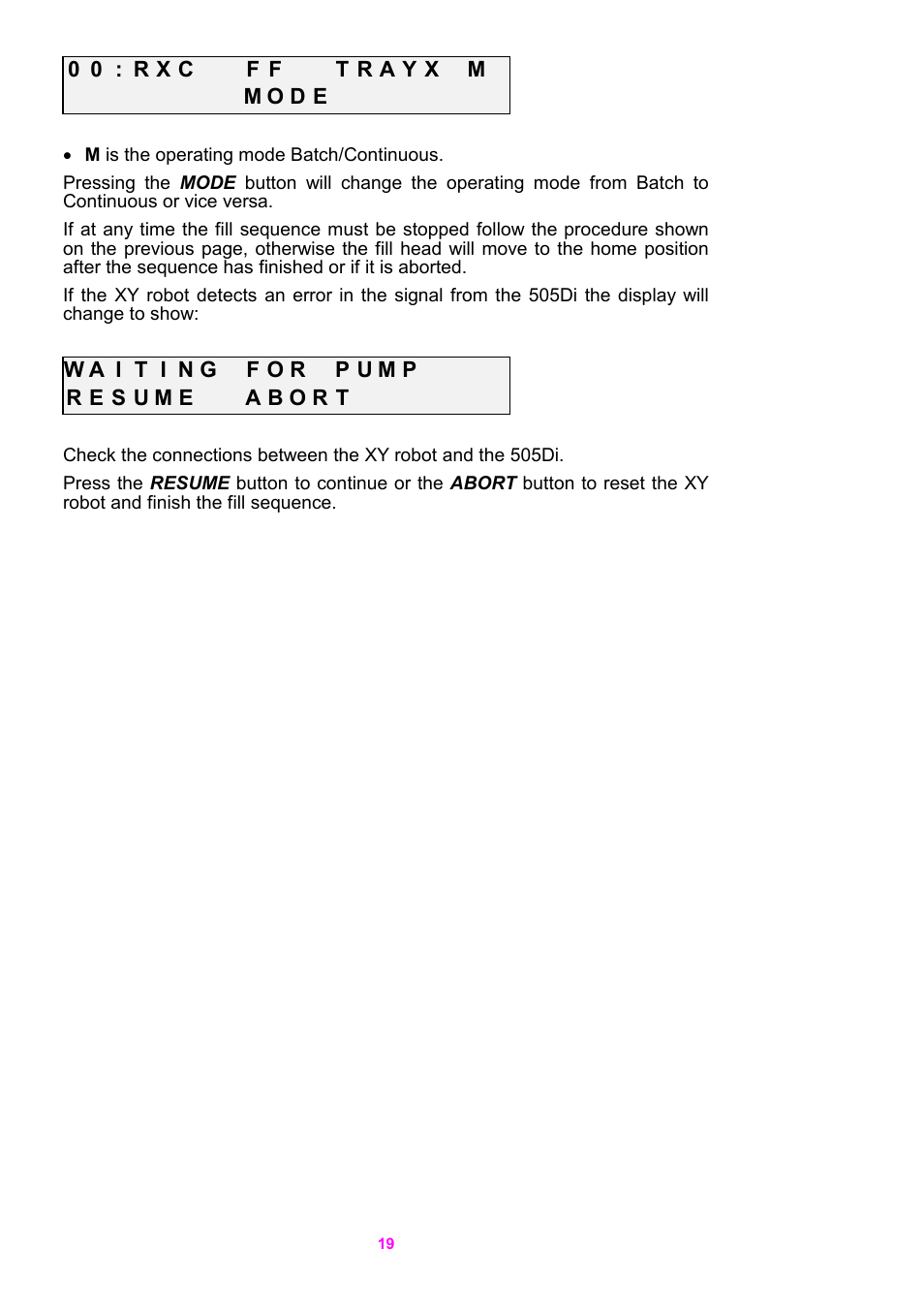 Watson-Marlow 5O5XY Robot User Manual | Page 19 / 29