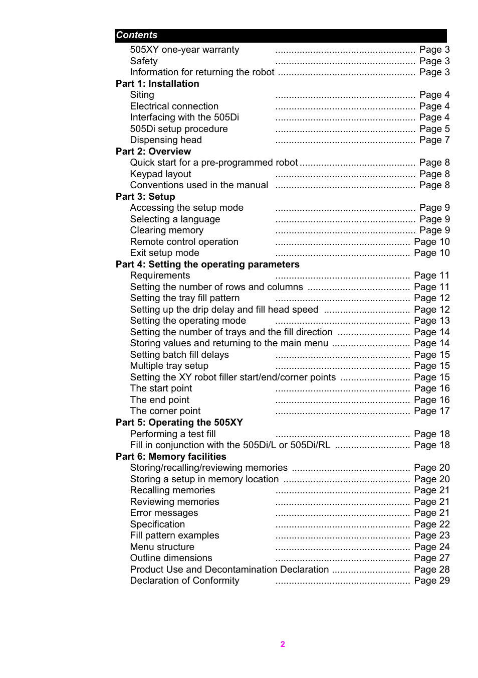 Watson-Marlow 5O5XY Robot User Manual | Page 2 / 29