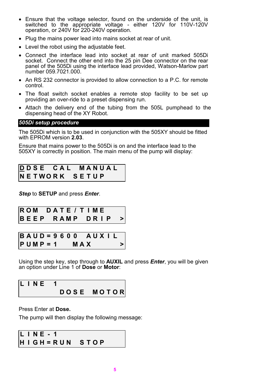 Watson-Marlow 5O5XY Robot User Manual | Page 5 / 29
