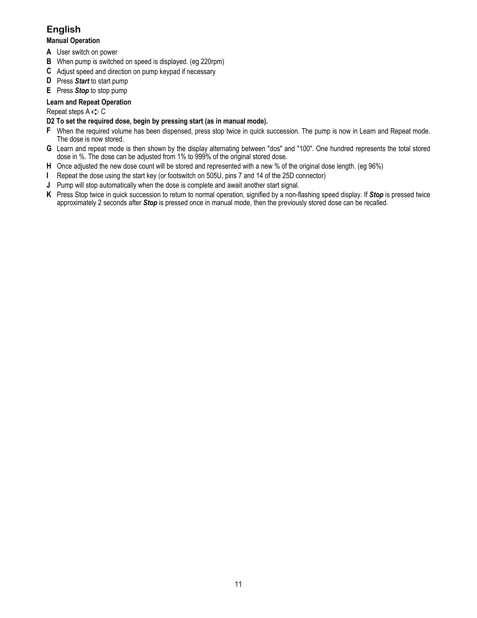 English | Watson-Marlow 505U User Manual | Page 11 / 19