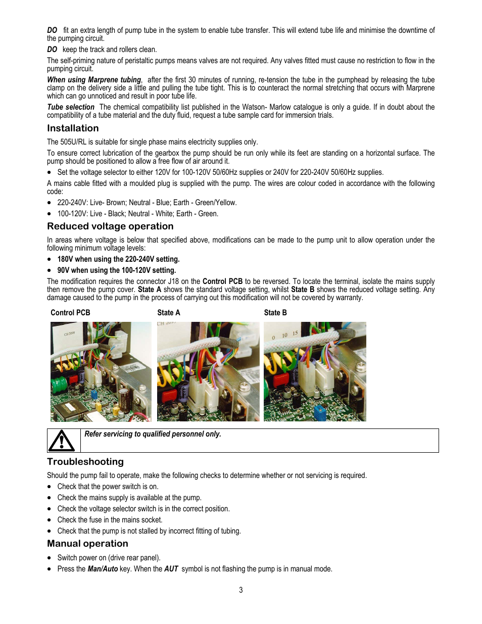 Watson-Marlow 505U User Manual | Page 3 / 19