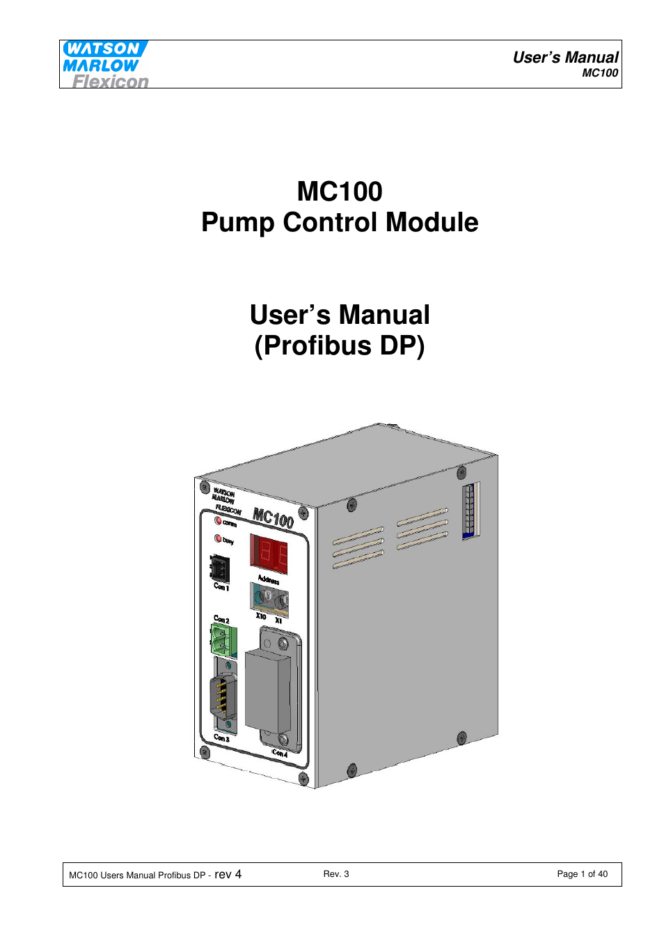 Watson-Marlow MC100 User Manual | 40 pages