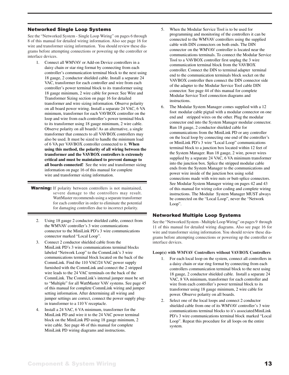 Component & system wiring 13 | WattMaster VAV User Manual | Page 13 / 64