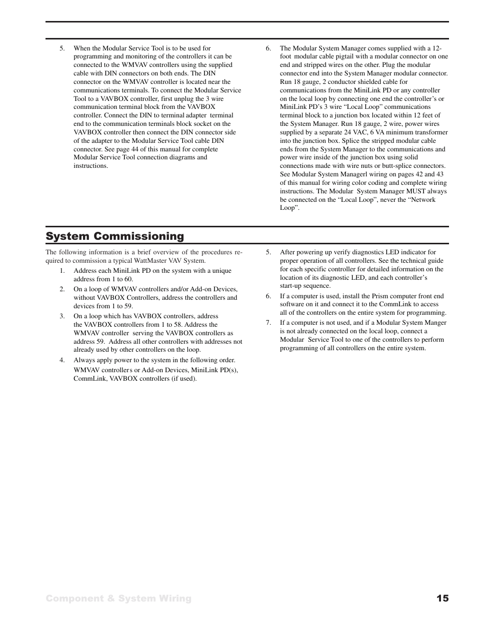 System commissioning | WattMaster VAV User Manual | Page 15 / 64