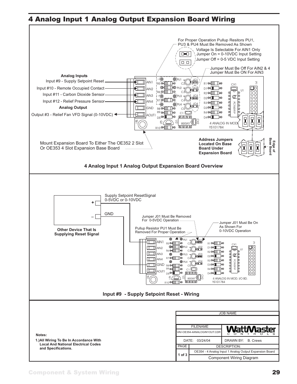 Component & system wiring 29 | WattMaster VAV User Manual | Page 29 / 64