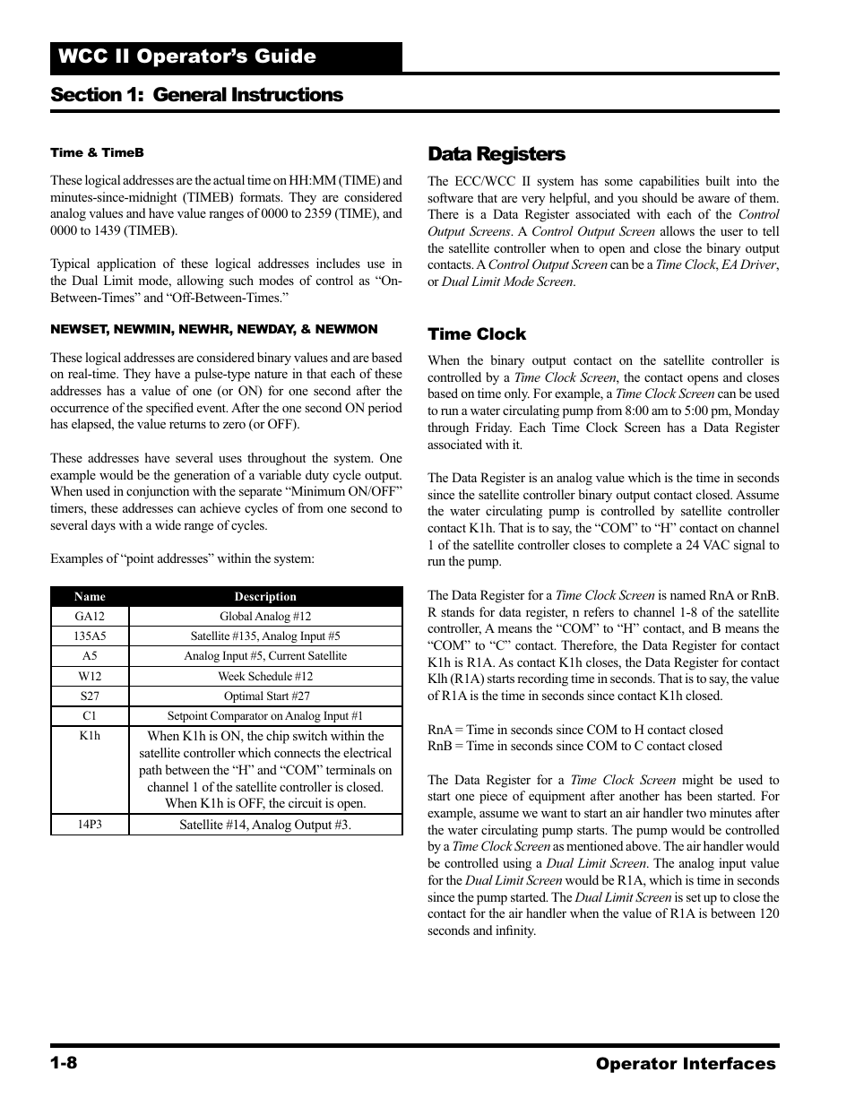 Data registers | WattMaster WCC II User Manual | Page 18 / 252