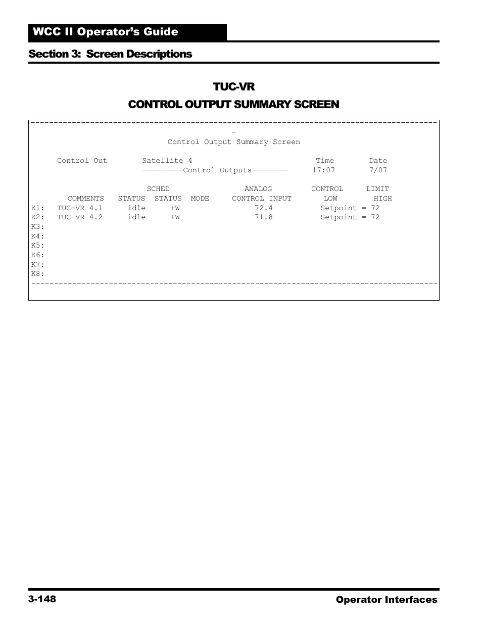 Tuc-vr control output summary screen | WattMaster WCC II User Manual | Page 180 / 252