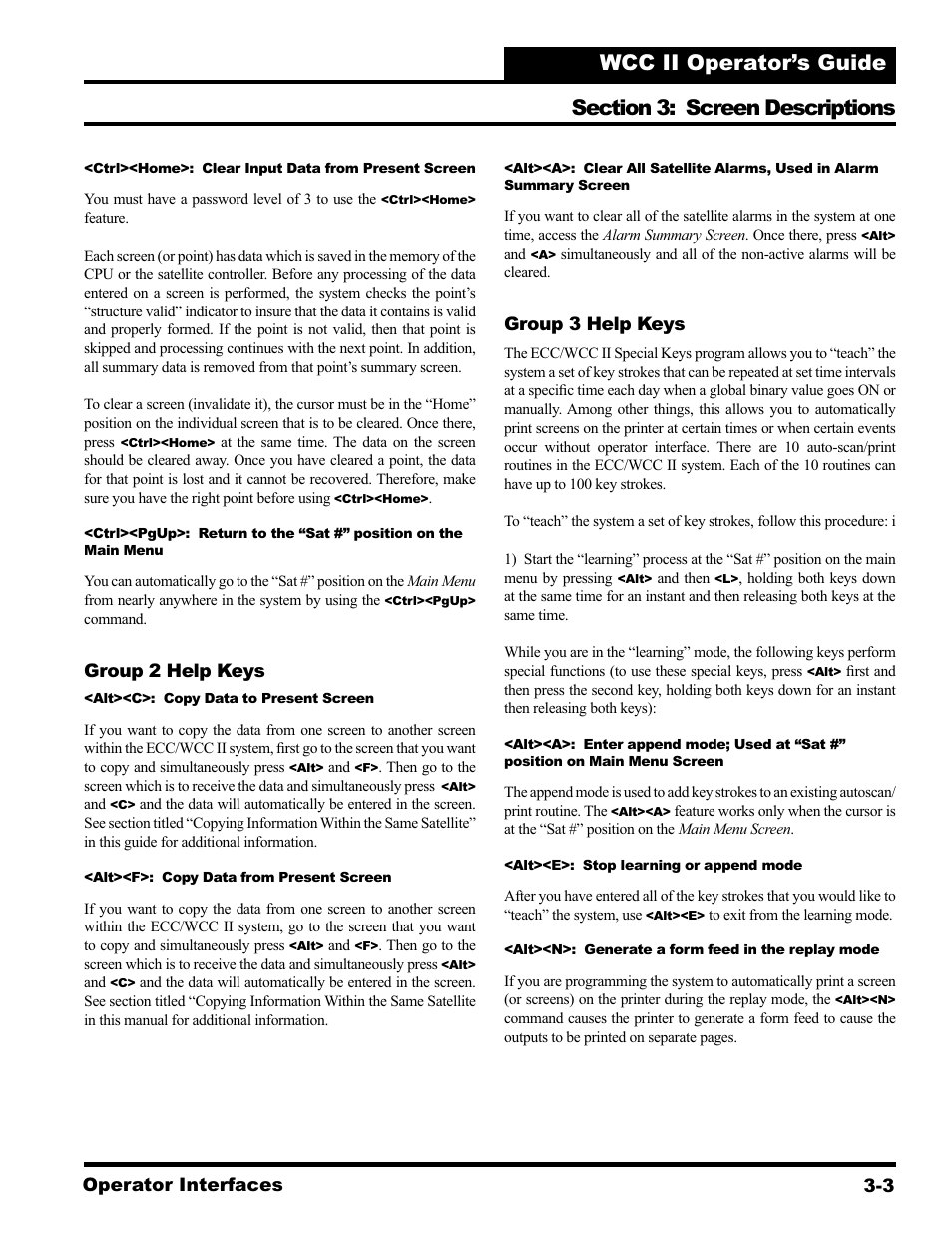Operator interfaces 3-3, Group 2 help keys, Group 3 help keys | WattMaster WCC II User Manual | Page 35 / 252