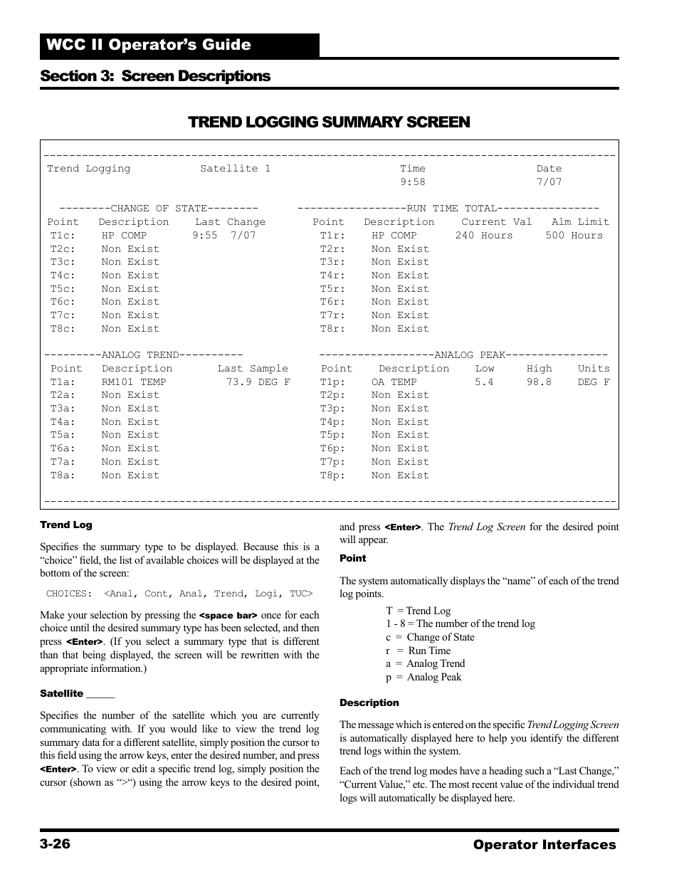 Trend logging summary screen | WattMaster WCC II User Manual | Page 58 / 252